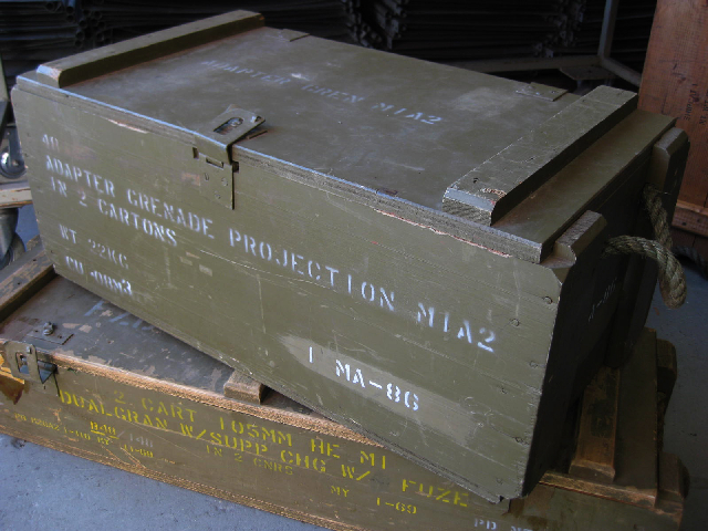 AMMO BOX, Wooden - Green (Rope Handles) 70x35x30cm